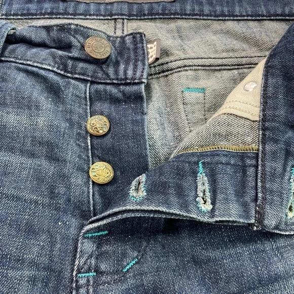 Rock & Republic Boot Embellished Pocket Jeans • 36 • Button Fly • Teal stitching - Picture 3 of 10